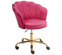 Beliani Chaise de Bureau en Velours Hauteur Réglable Pivotante Forme Coquillage Rose Fuchsia Monticello