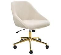 Beliani Chaise de Bureau en Velours Réglable Pivotant Pieds Dorés en Métal Siège Beige Clair Bardsdale