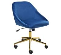 Beliani Chaise de Bureau en Velours Réglable Pivotant Pieds Dorés Siège Bleu Marine Bardsdale