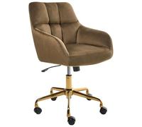 Beliani Chaise de Bureau en Velours Structure Métallique Pivotante Réglable Marron Palmdale