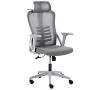 Beliani Chaise de Bureau Ergonomique Pivotante en Maille avec roulettes Appuie-Tête Dossier Inclinable Réglable Hauteur Accoudoirs Gris Ergonox