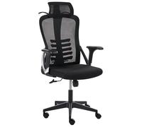 Beliani Chaise de Bureau Ergonomique Pivotante en Maille avec roulettes Appuie-Tête Dossier Inclinable Réglable Hauteur Accoudoirs Noir Ergonox