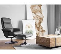 Beliani Chaise de Bureau Fauteuil Massant et Chauffant en Cuir PU Gris et Métal avec Repose-Pied Design Ultra Moderne et Relaxation Optimale