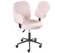 Beliani Chaise de Bureau Moderne à Hauteur Réglable en Tissu Bouclé Rose Pastel Moraga