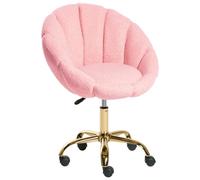 Beliani Chaise de Bureau Moderne en Bouclé Réglable en Hauteur Pivotante Rose Annabelle