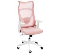 Beliani Chaise de Bureau Moderne en Maille Base Pivotante Hauteur Réglable avec Accoudoirs Rose Pastel Bard