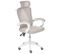 Beliani Chaise de Bureau Moderne Piètement Pivotant Hauteur Réglable Accoudoirs Assise en Maille Beige Seranev