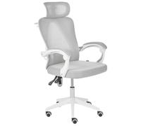 Beliani Chaise de Bureau Moderne Piètement Pivotant Hauteur Réglable Accoudoirs Assise en Maille Gris Clair Seranev