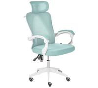 Beliani Chaise de Bureau Moderne Piètement Pivotant Hauteur Réglable Accoudoirs Assise en Maille Vert Menthe Seranev