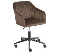 Beliani Chaise de Bureau Pivotante et Ajustable avec roulettes en Velours Marron Venice
