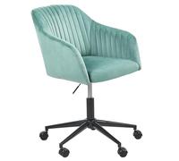Beliani Chaise de Bureau Pivotante et Ajustable avec roulettes en Velours Vert Venice
