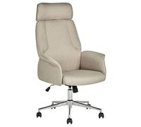 Beliani Chaise de Bureau Rembourrée à roulettes et Hauteur Réglable Beige Pilot