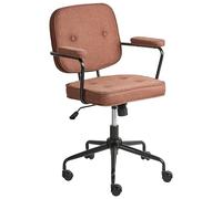 Beliani Chaise de Bureau Traditionnelle en Tissu Pivotante et Réglable avec Accoudoirs Marron Doré Pawnee