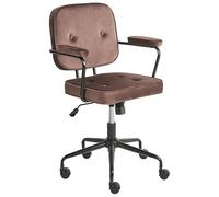 Beliani Chaise de Bureau Traditionnelle en Tissu Pivotante et Réglable avec Accoudoirs Marron Pawnee