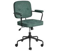 Beliani Chaise de Bureau Traditionnelle en Tissu Pivotante et Réglable avec Accoudoirs Vert Foncé Pawnee