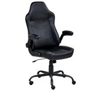 Beliani Chaise de Bureau Traditionnelle Moderne en Cuir PU Pivotante et Réglable avec Accoudoirs Noire Triumpher