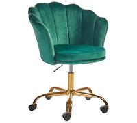 Beliani Chaise de Bureau Verte en Velours Glamour Fauteuil Coquillage Pivotant Monticello II