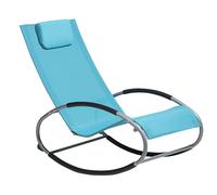 Beliani Chaise de Jardin Transat à Bascule en Textile Bleu Clair et Acier Argenté Matières Résistantes et Durables et Design Moderne Très Confortable