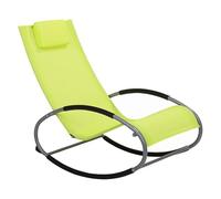 Beliani Chaise de Jardin Transat à Bascule en Maille Vert Jaune et Acier Argenté Matières Résistantes et Durables et Design Moderne Très Confortable