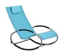Beliani Chaise de Jardin Transat à Bascule en Textile Bleu Clair et Acier Argenté Matières Résistantes et Durables et Design Moderne Très Confortable