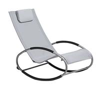 Beliani Chaise de Jardin Transat à Bascule en Textile Gris et Acier Argenté Matières Résistantes et Durables et Design Moderne Très Confortable