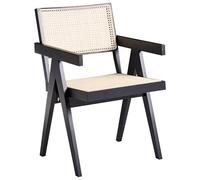 Beliani Chaise de Repas à Tresse Viennoise en Bois d'Acajou Marron et Rotin Clair Westbrook