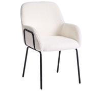 Beliani Chaise de Salle à Manger Retro Pieds en Fer Bouclé Rembourré Blanc Cassé Algona