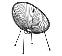 Beliani Chaise Fauteuil Type Spaghetti en Rotin PE Noir et Acier Design Original pour Salon Chambre Terrasse ou Jardin Moderne et Industriel