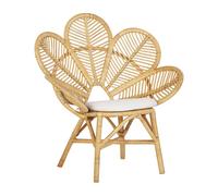 Beliani Chaise Petit Fauteuil en Rotin Naturel avec Dossier Décoratif Type Emmanuelle pour Chambre Salon ou Jardin au Style Boho et Rustique
