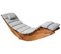 Beliani Chaise Longue à Bascule de Jardin en Bois d'Acacia Patio Terrasse Mélange de Gris Brescia Premium II
