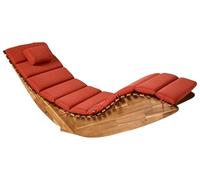 Beliani Chaise Longue à Bascule de Jardin en Bois d'Acacia Patio Terrasse Rouge Brescia Premium II