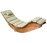 Beliani Chaise Longue à Bascule de Jardin en Bois d'Acacia Patio Terrasse Vert Clair Brescia Premium II