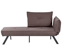 Beliani Chaise Longue à Droite en Tissu avec Dossier Réglable et Fonction d'Assise-lit Coussin Hydrofuge Marron Rocamadour