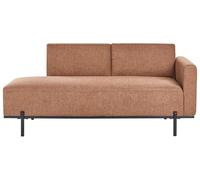 Beliani Chaise Longue à Droite Style Minimaliste Pieds Métallique en Faux Lin Marron Doré Savasse