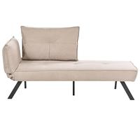 Beliani Chaise Longue à Gauche en Tissu avec Dossier Réglable et Fonction d'Assise-lit Coussin Hydrofuge Taupe Rocamadour