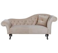 Beliani Chaise Longue Canapé Méridienne Chesterfield Côté Droit en Velours Beige Confort et Style Idéal pour Salon Glamour et Vintage