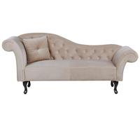 Beliani Chaise Longue Canapé Méridienne Chesterfield Côté Gauche en Velours Beige Confort et Style Idéal pour Salon Glamour et Vintage