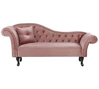 Beliani Chaise Longue Canapé Méridienne Chesterfield Côté Gauche en Velours Rose Confort et Style Idéal pour Salon Glamour et Vintage