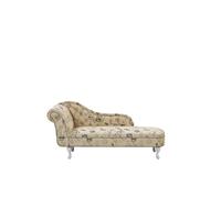 Beliani - Chaise longue Chesterfield en tissu imprimé beige côté gauche NIMES