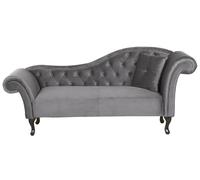 Beliani - Chaise Longue Côté Droit - Lattes - Velours, Gris