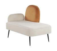 Beliani Chaise Longue Côté Gauche Minimaliste en Velours Blanc et Orange Arcey