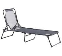 Beliani Chaise Longue de Jardin en Acier Assise en Textilène Inclinable Pliante Transat Noire Ambato