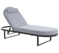 Beliani Chaise Longue de Jardin en Aluminium avec Coussin en Tissu sur roulettes Dossier Réglable Grise Roncolo