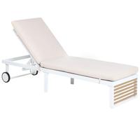 Beliani Chaise Longue de Jardin en Aluminium avec Coussin sur roulettes Dossier Réglable Beige Verdello