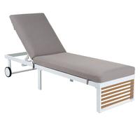 Beliani Chaise Longue de Jardin en Aluminium avec Coussin sur roulettes Dossier Réglable Grise Verdello