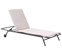 Beliani Chaise Longue de Jardin Structure Métallique Gris Foncé Dossier inclinable Tissu Oléfine Beige Volterra