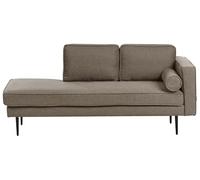 Beliani Chaise Longue Droite avec Coussin Traversin Méridienne Tissu Marron Miramas