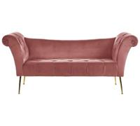 Beliani Chaise Longue Élégante Tapissée Velours Rose Idéale pour Chambre ou Salon