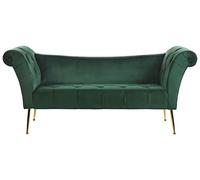 Beliani Chaise Longue Élégante Tapissée Velours Vert Idéale pour Chambre ou Salon