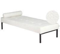 Beliani Chaise Longue en Bouclé Meuble de Salon Pieds en Métal Blanc Chinon